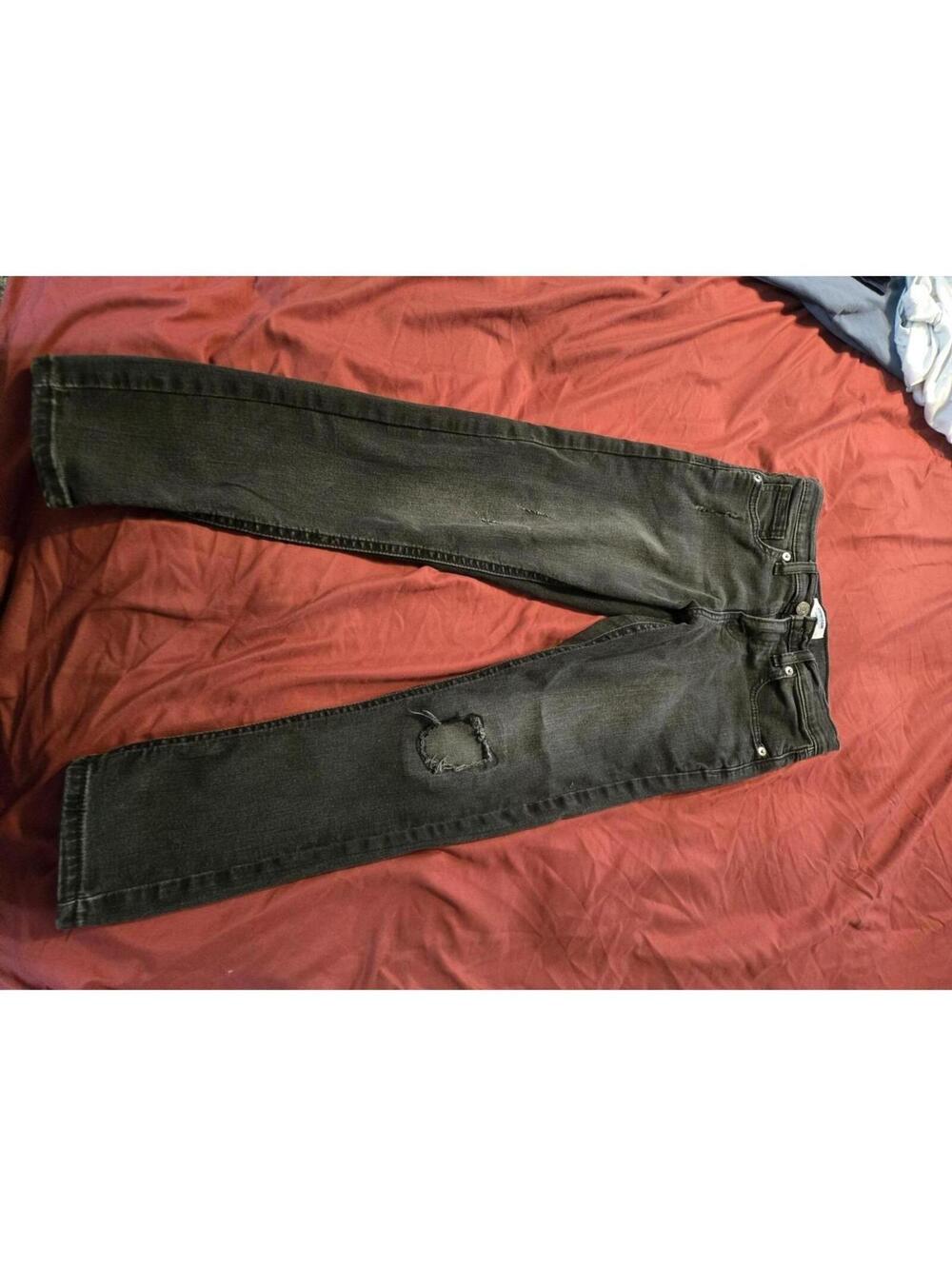 Levis Denizen Jeans Boys 8 Black Distressed Knee Slim Denim Pants